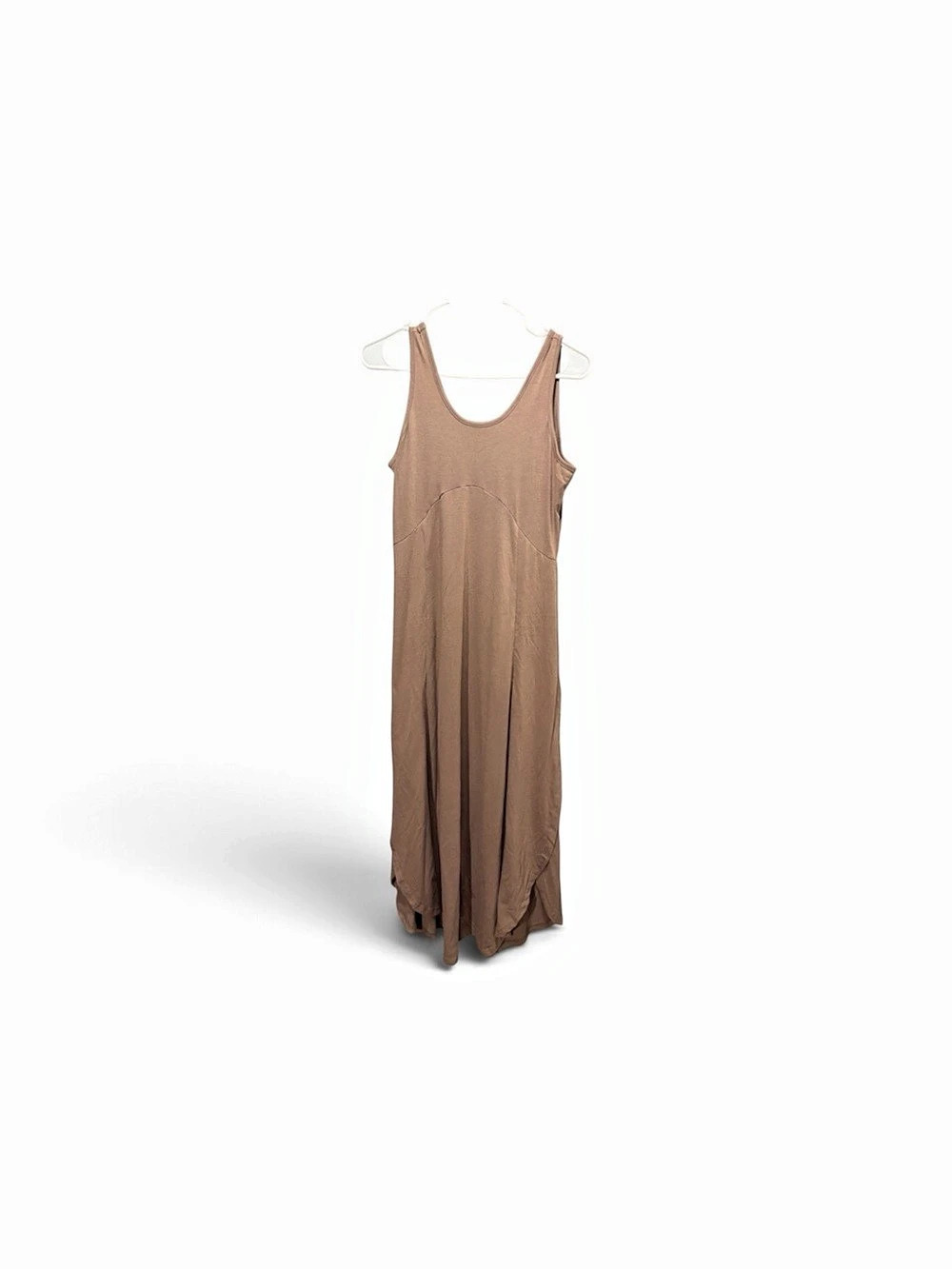 Zaful Womens Ribbed Knit Scoop Neck High Low Maxi Tank Dress Mauve Brown Size S